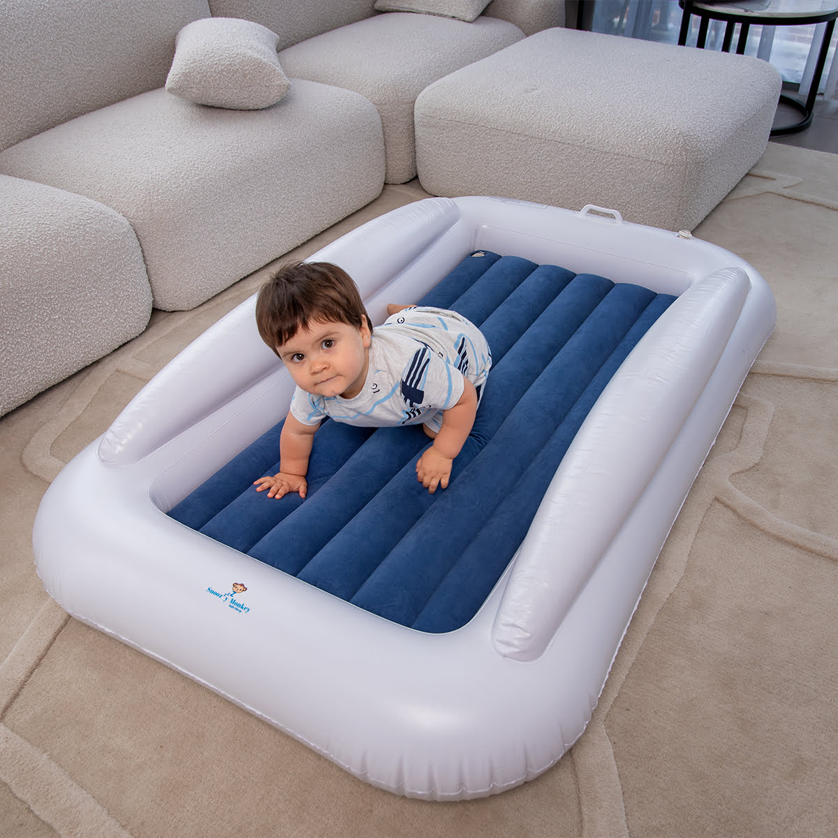 ALM_9996 Inflatable Travel Bed Navy Blue