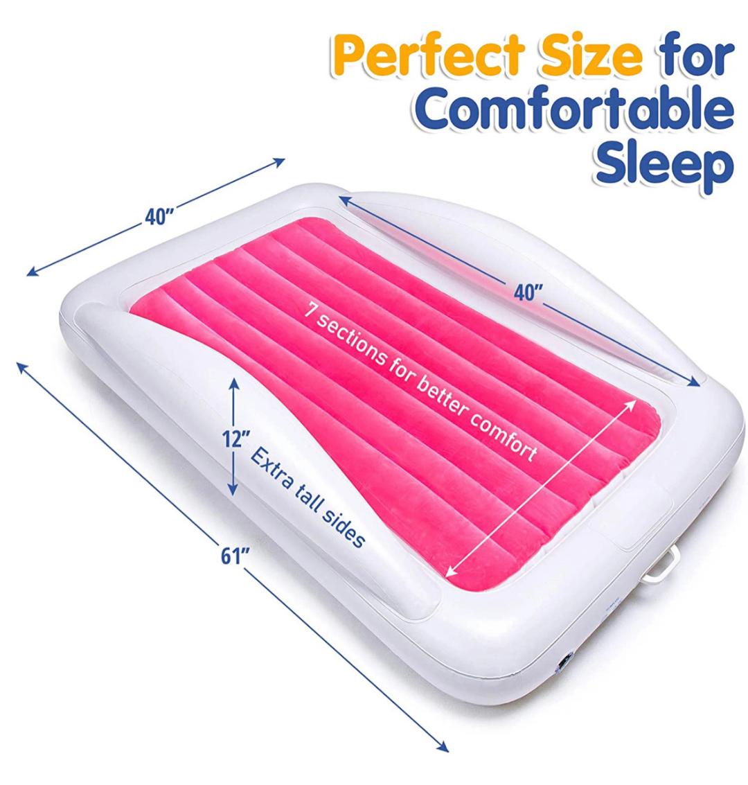Snoozy Monkey Inflatable Toddler Travel Bed with Safety Bumpers - Image 3