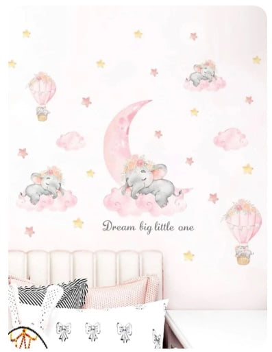 wall sticker Baby Elephant Pink