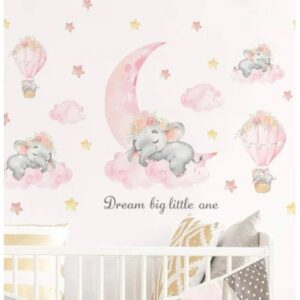 wall sticker Baby Elephant Pink
