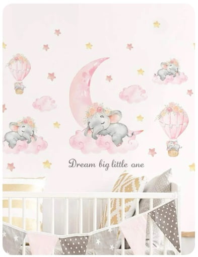 wall sticker Baby Elephant Pink