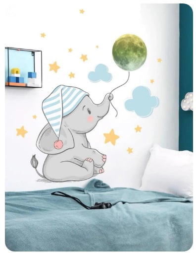 Wall Sticker Baby Moon Elephant