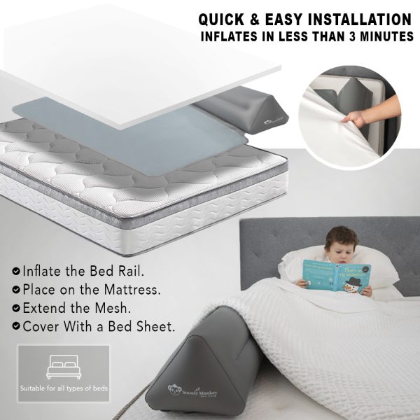 [2]SNOOZY MONKEY Inflatable Travel Bed Rail for Toddlers - Image 2