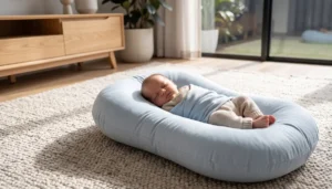 newborn baby sleeping safely